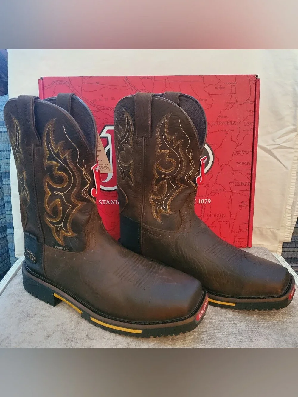 Justin Joist Aged Brown Water Buffalo Men's Size 10.5D NIB